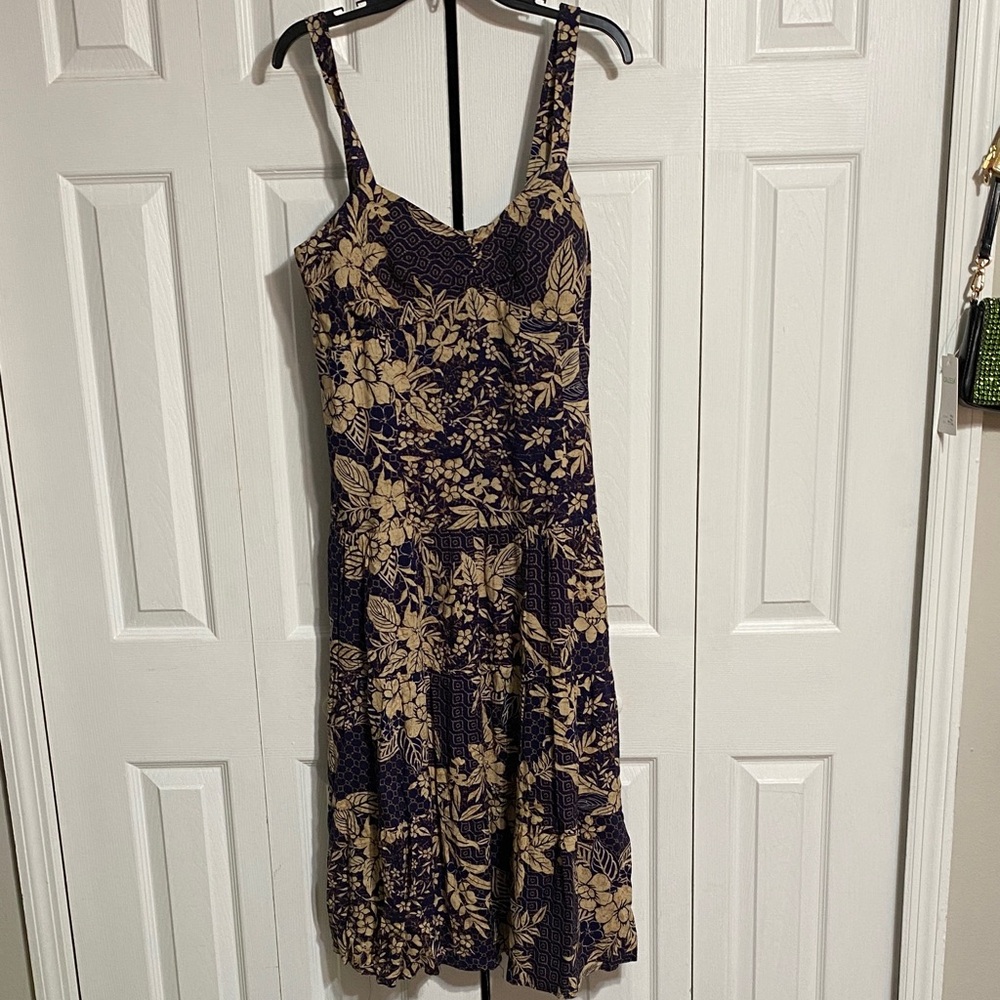 R&K Originals blue & tan NWT Floral Print Women's Dress size 16